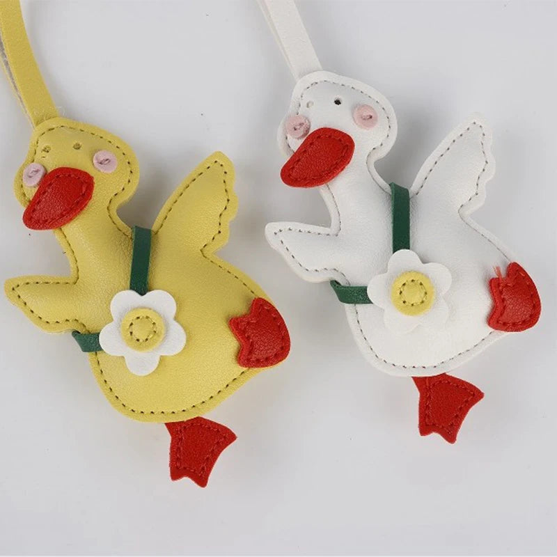 Cute Cartoon Duck Bag Charm High Quality Cute Leather Fashion Charm Bag Keyring Backpack Decoration Accessories Gifts