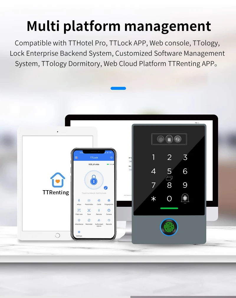 TTLOCK Home Security Visual Intercom Face Recognition Fingerprint WiFi Intelligent 13.5Hz Waterproof IP67 Access Control