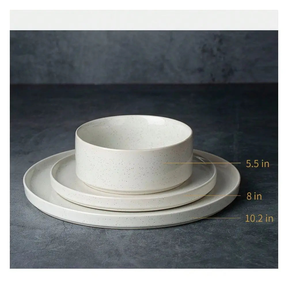 12 Pieces Dinnerware Sets, Stoneware Dishes, Dishes Set For 4,White
