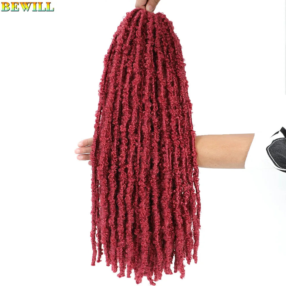 BEWILL 12 14 18 24 Inch Butterfly Locs Crochet Hair Pre-looped Synthetic Distressed Faux Braids Hair Soft Locs Goddess Locs Hair