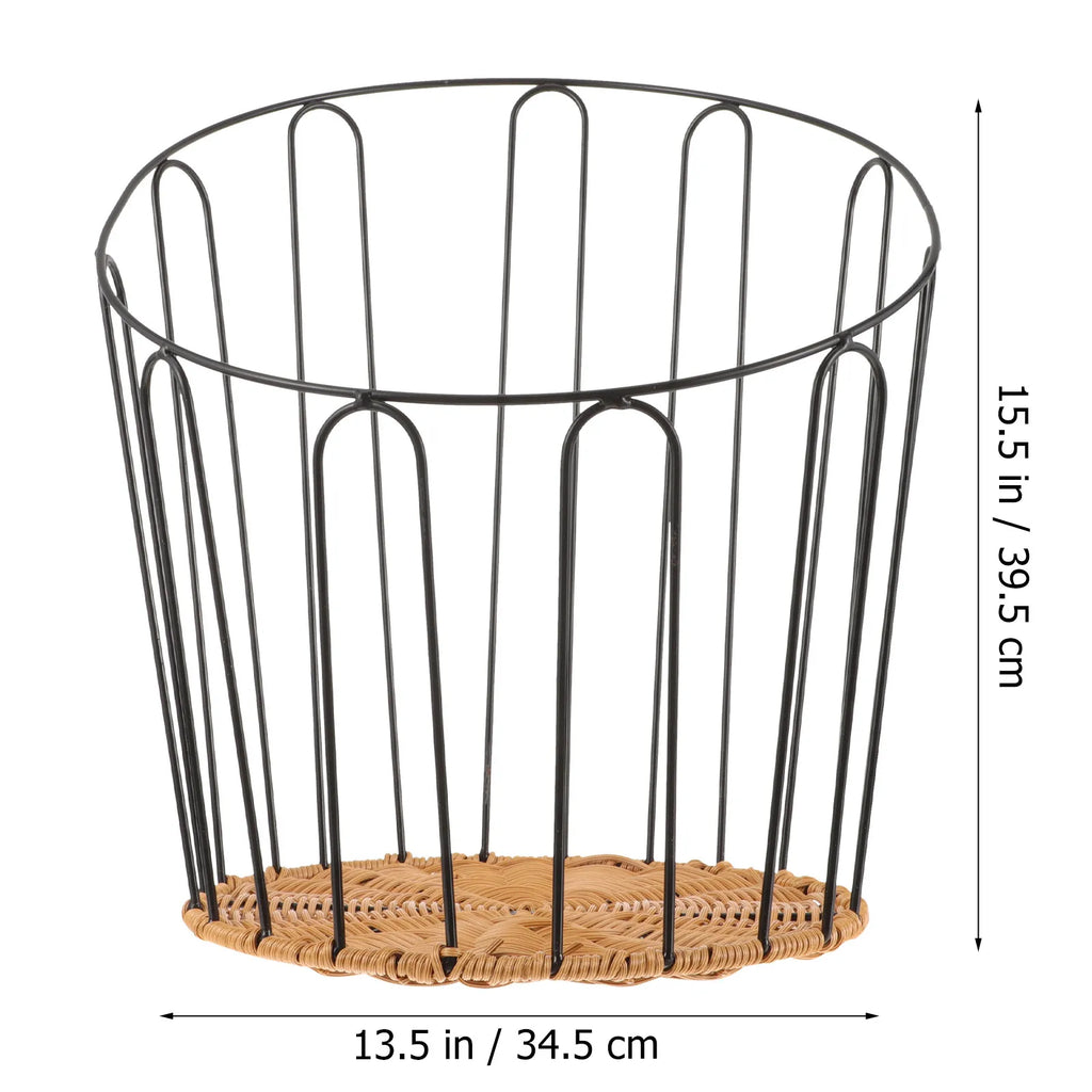 Bread Storage Basket Iron Frame Woven Rustic Hollow Bread Basket for Kitchen Countertop Serving Fruit Snacks Storage