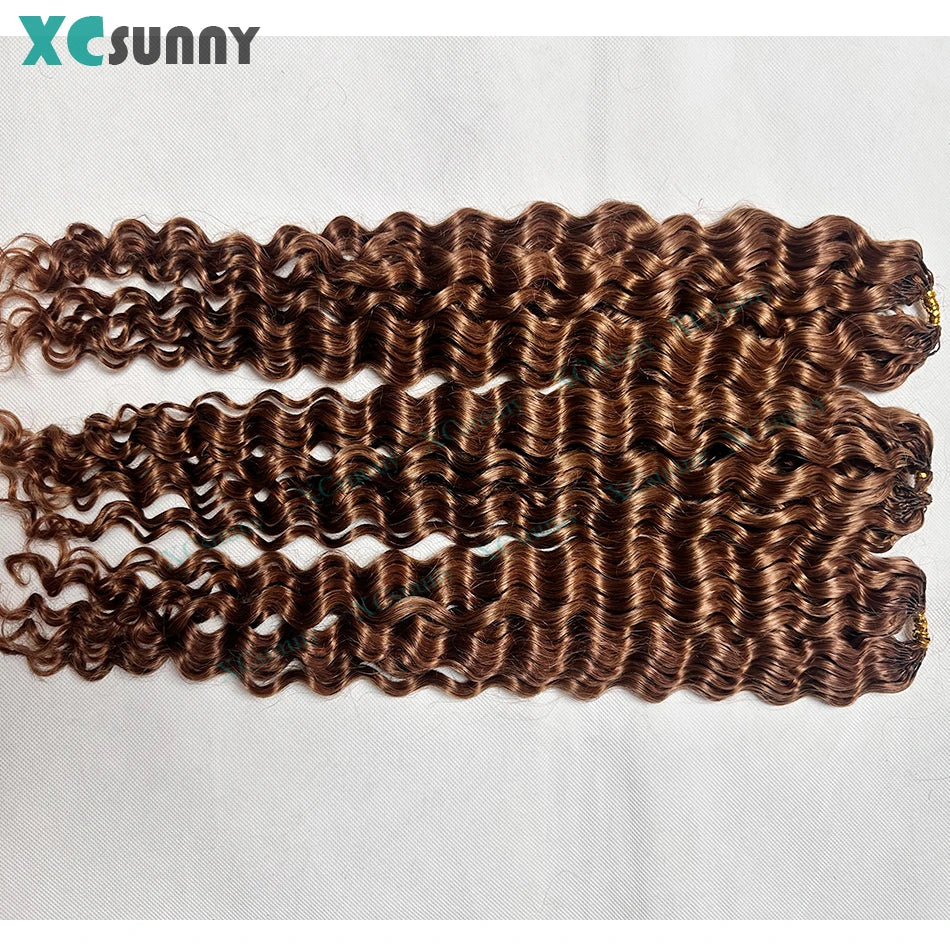 Water Wave Crochet Human Hair Curly Invisible Knotless Crochet Human Hair Extensions With String In The Middle Pre Separated