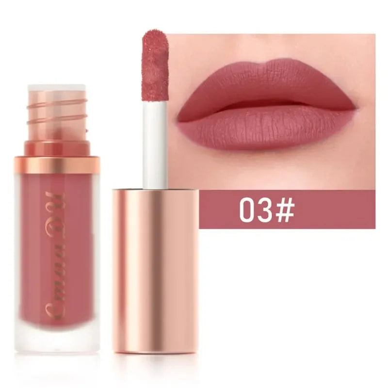 12 Colors Matte Velvet Lip Glaze Waterproof Liquid Lipstick Nude Brown Moisturizing Long Lasting Non-stick Cup Lip Gloss Makeup