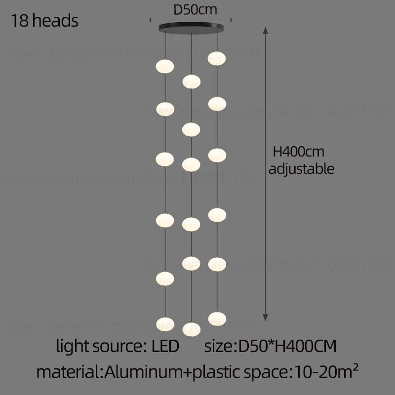 Stairs Modern Chandelier Loft Duplex Living Room Hotel Lobby Long Pendant Nordic Home Decorative Lighting Ball Long Line Pendant
