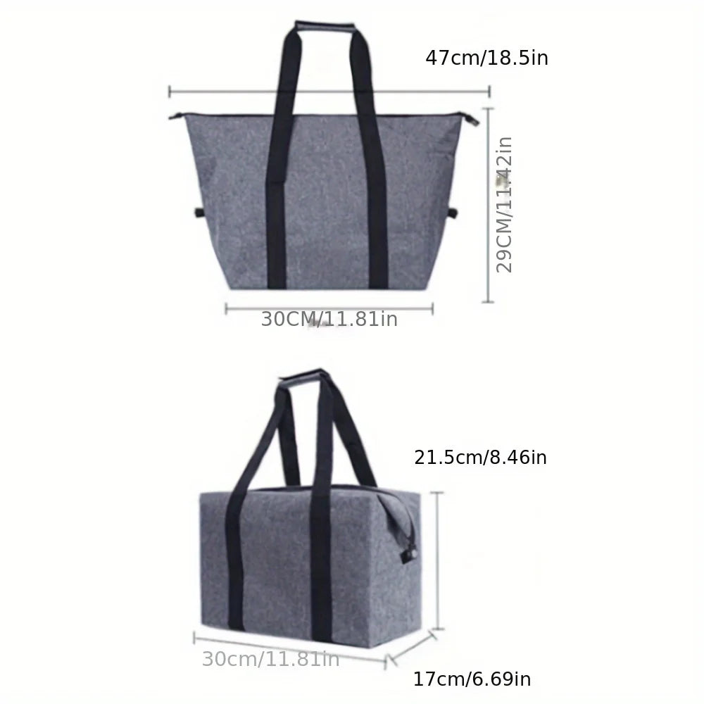 Large Capacity Insulated Tote Bag, Foldable Cooler Bag, Student Work Lunch Bag, Outdoor Picnic Bag
