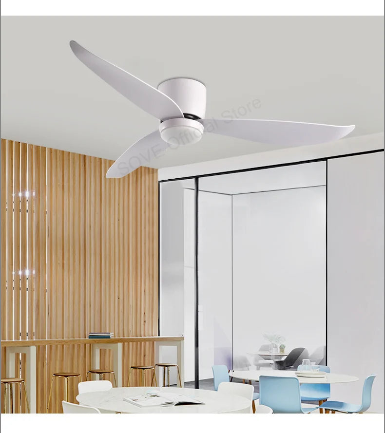 SOVE Modern Led Ceiling Fan Kitchen Living Room Dining Room Household High Air Volume Remote Control Pendant Light