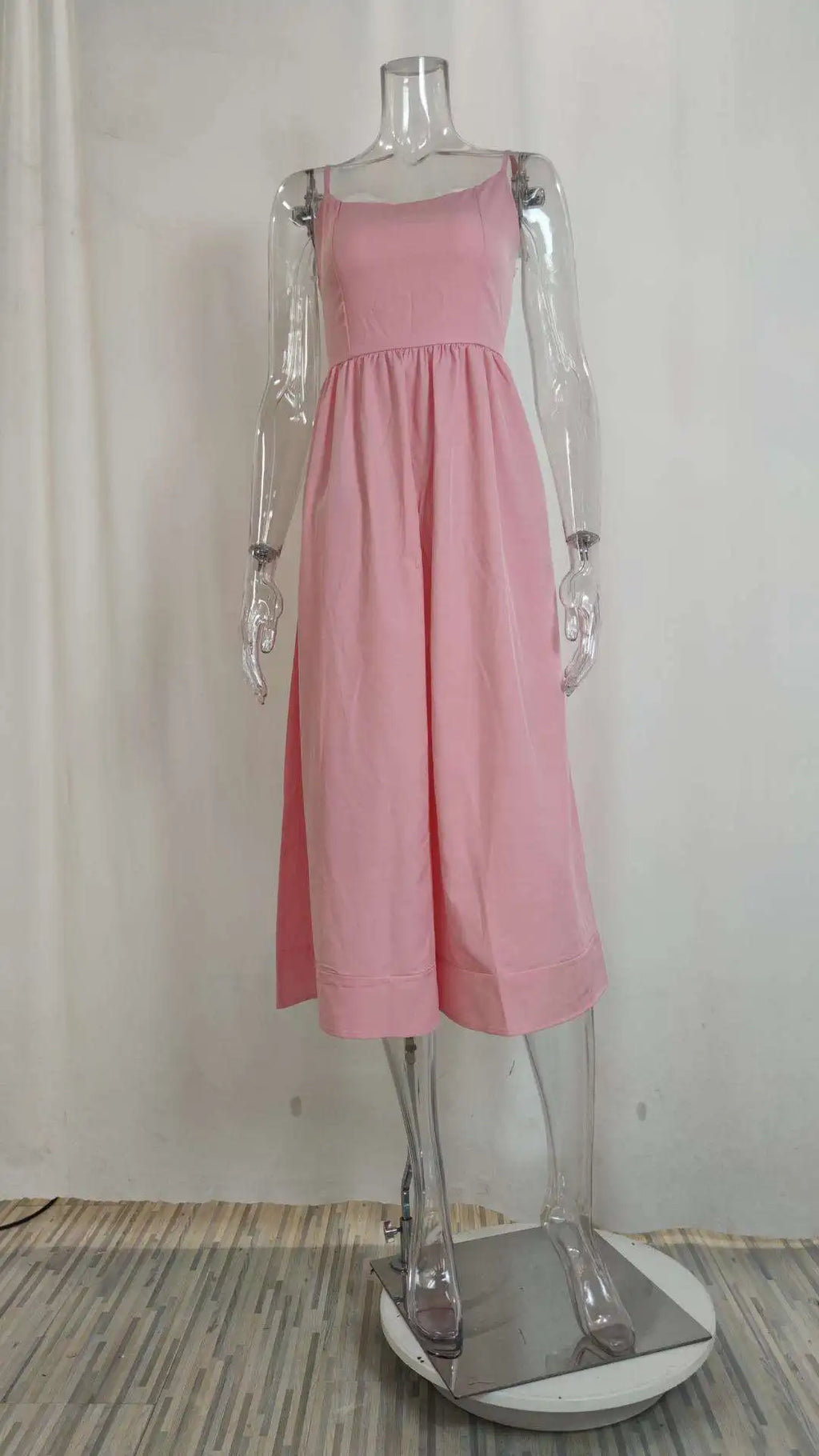 Summer Fashion Casual Sexy Big Skirt Pure Color Strapless Dress Women's mid Waist A-Line Skirt Polyester Fabric No Sleeve