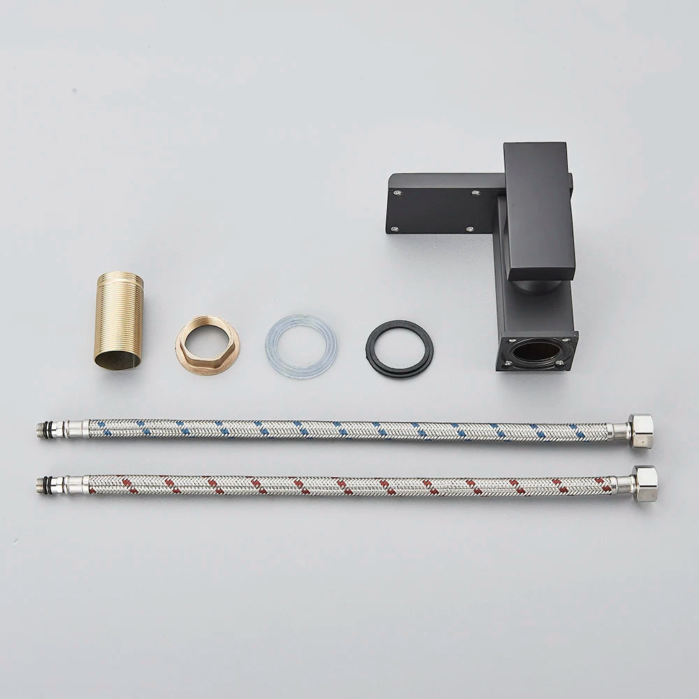 LED Black Basin Faucet Tall And Short Tap Bathroom Single Handle Cold and Hot Water Flow Produces Electricity