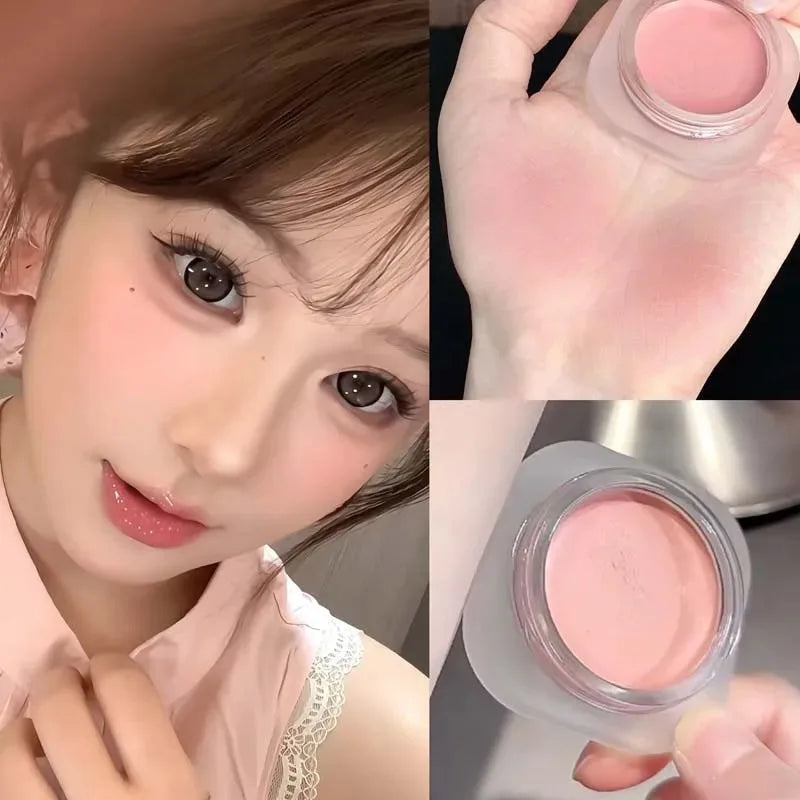 Purple Blush Cream Cheek Rouge Rose Brown Mud Palette Long-Lasting Waterproof Monochrome Brighten Face Moisturizing Blush Makeup
