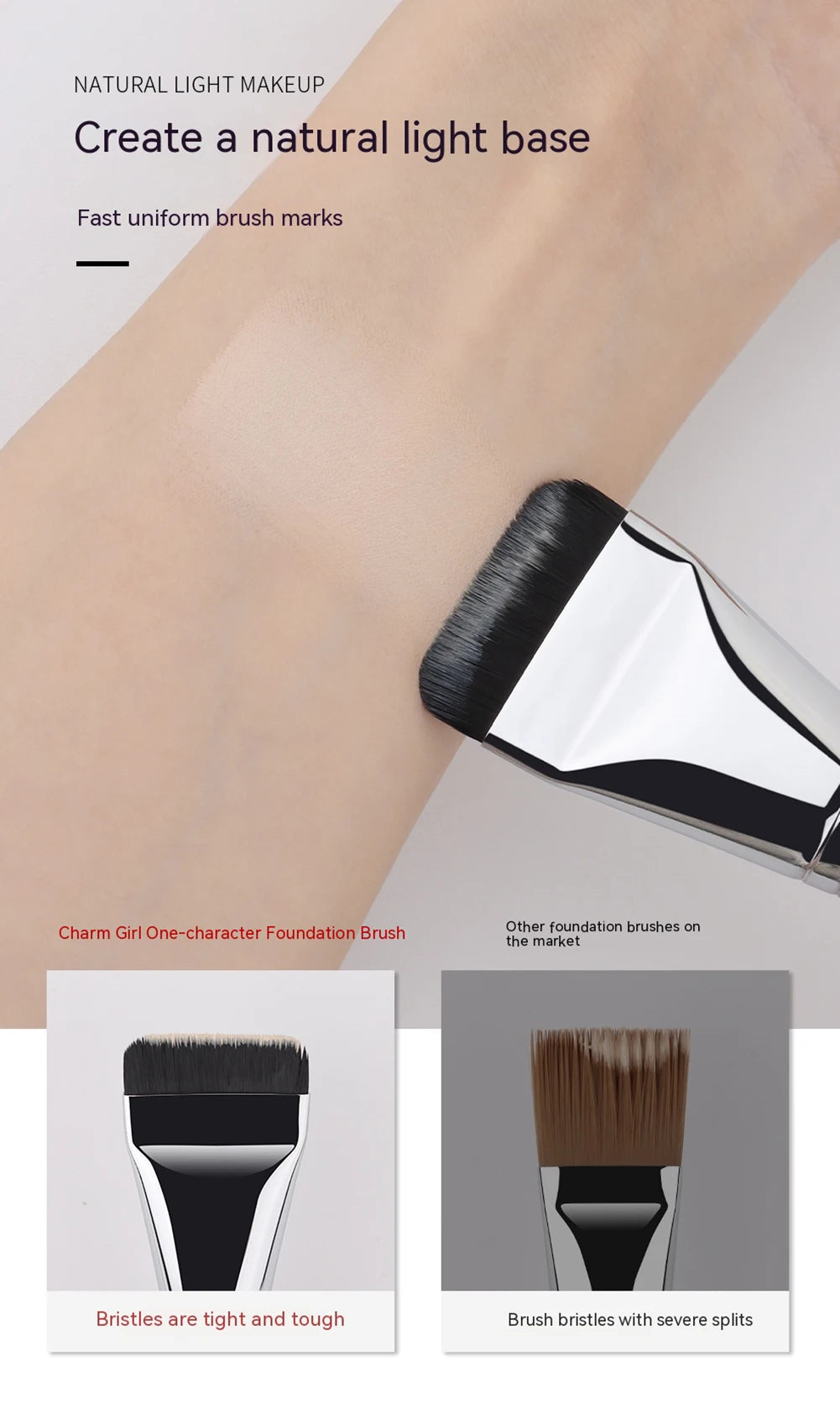 Ultra Thin Foundation Brush Lightweight and Thin Face Contour Brush Flat Contour Brush Blending Foundation Cream Makeup Brushes