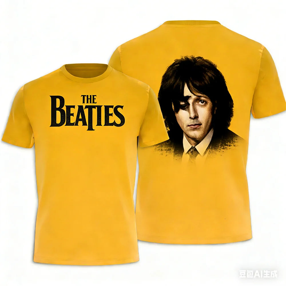 Rock band T-shirt Summer men's women's T-shirts The Beatles printed T-shirt Hip hop round neck T-shirt Breathable sports T-shirt