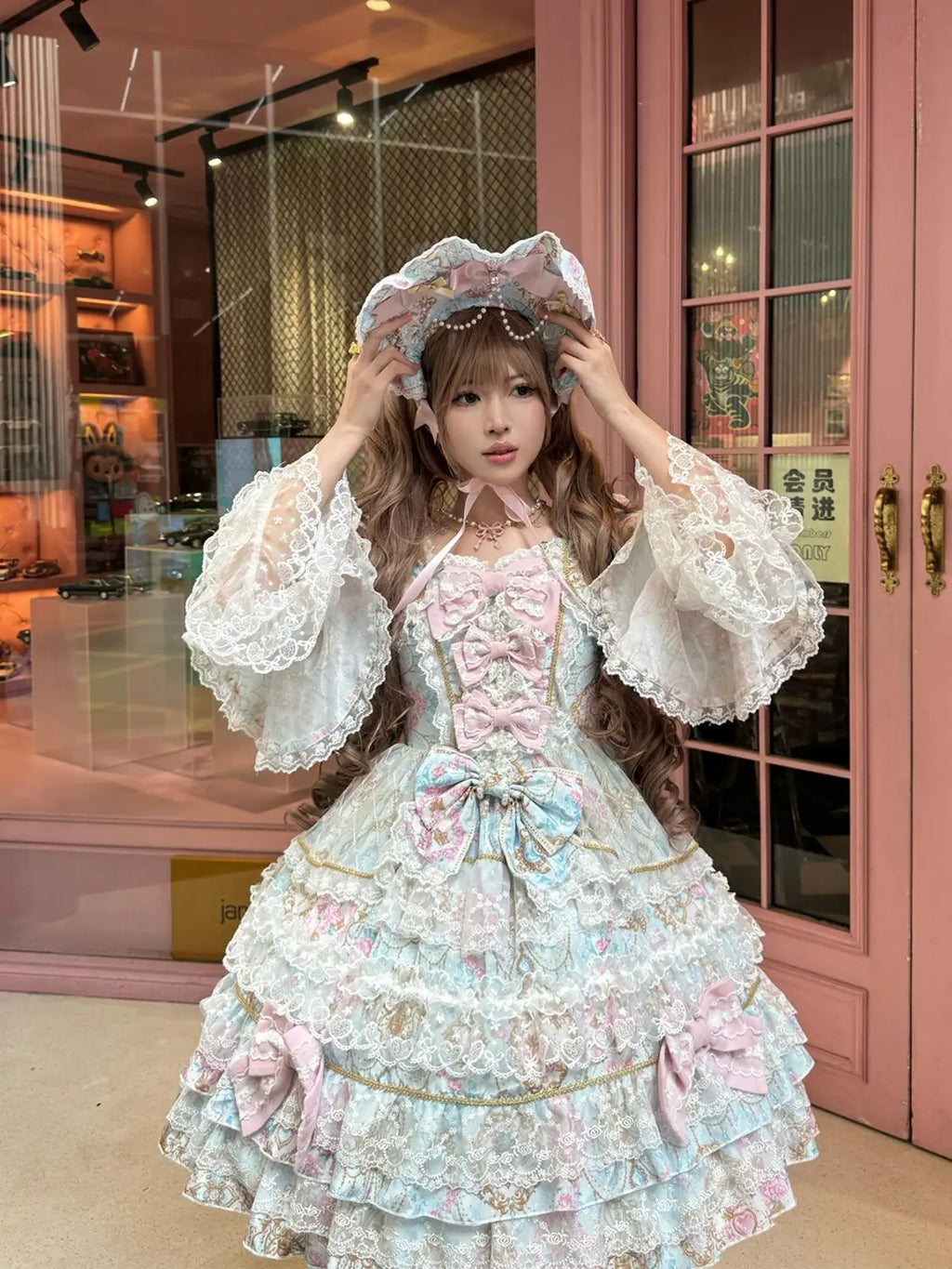 Original Design Lolita Sweet Long Sleeve OP Dress Women Autumn Super Fairy Cute Bow Birthday Party Girls Princess Dresses