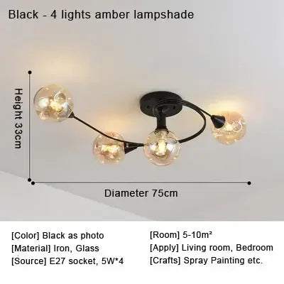 2025 Modern Led Ceiling Chandelier Nordic Glass Lamp Bedroom Kitchen Living Room Dining Room Decoration Home Ceiling Light Fixtu