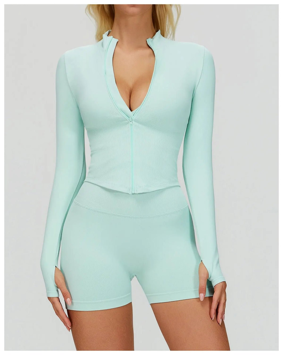 Zipper Yoga Shirts For Women Long Sleeve Seamless Fitness Running Gym Jacket Workout Dry Fit Breathable High Elastic Sports Top