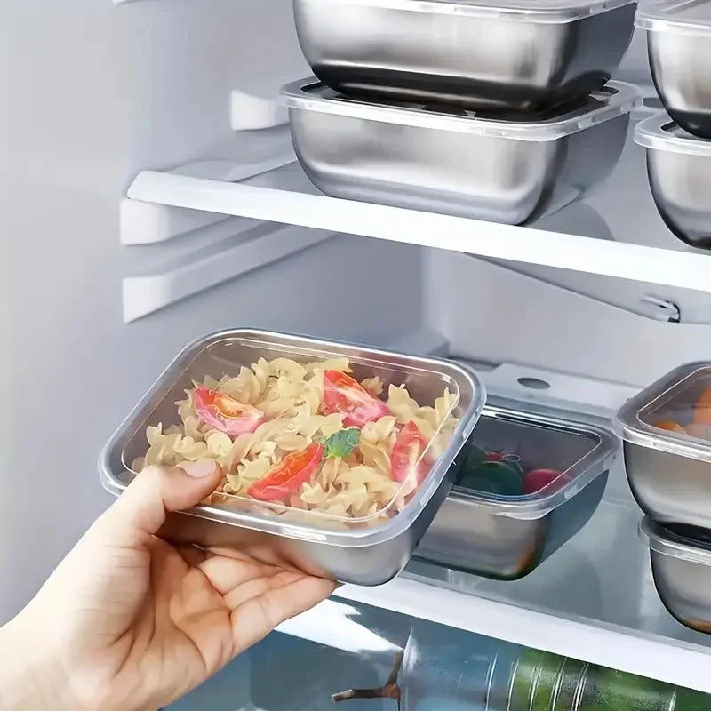 5pcs 316 Stainless Steel Food Storage Stackable Meal Boxes for Kitchen Fridge Lunch Ideal for Meal Prep Travel Kitchen Storage