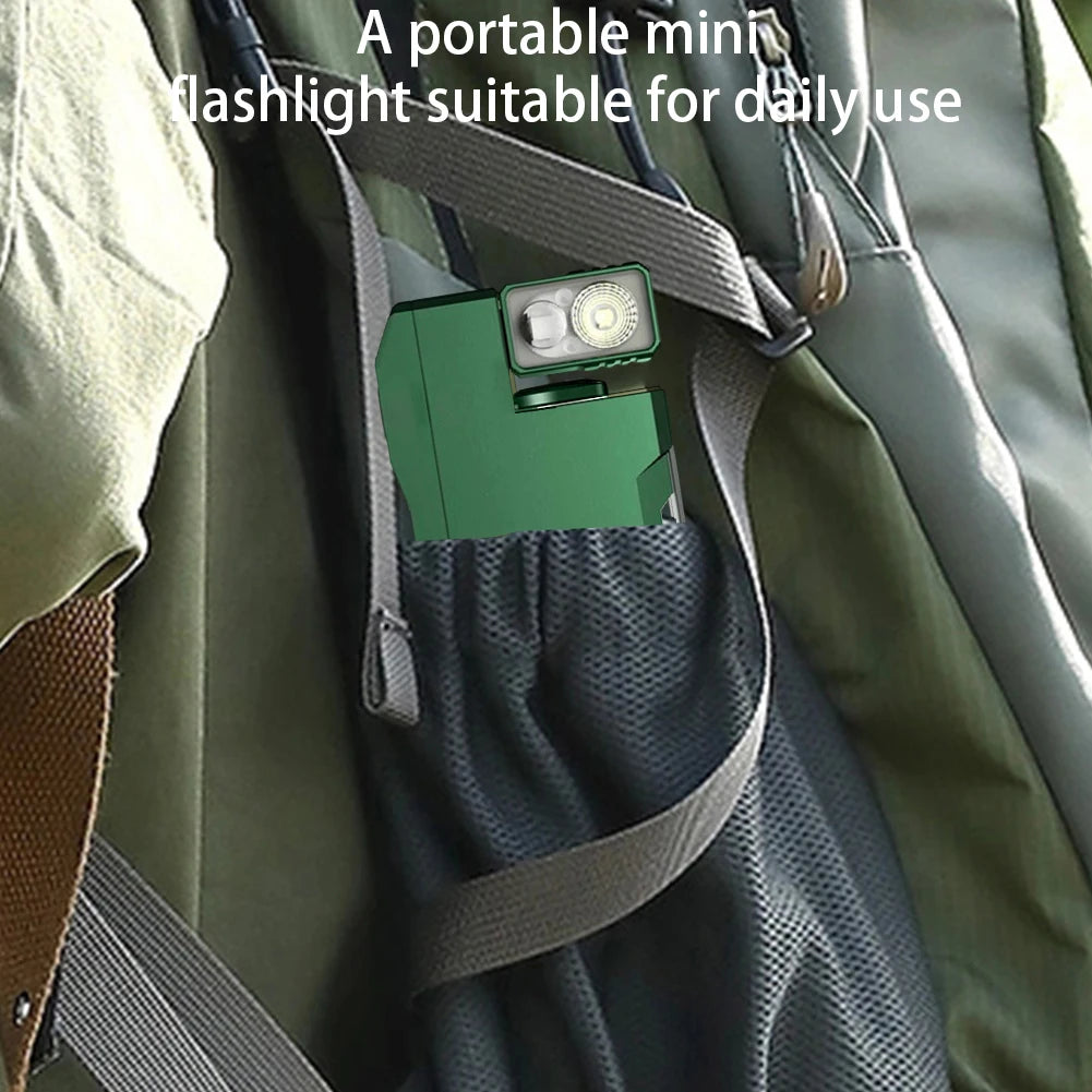 LED Flashlight Mini Flashlight Rechargeable 180 Degree Rotating Flashlight Multi Modes EDC Pocket Flashlight for Camping Hiking