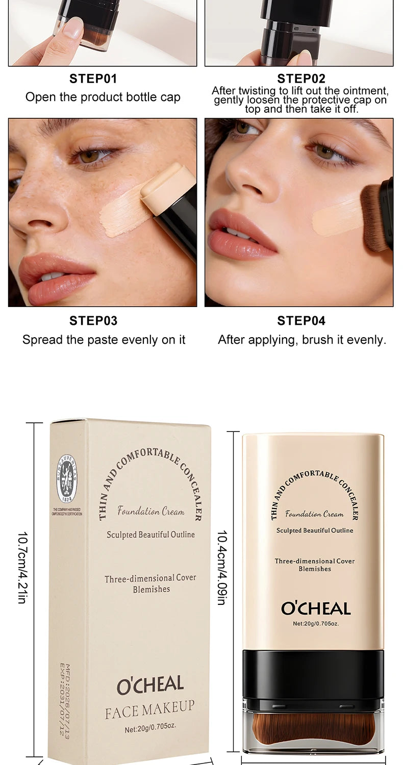 Double-Headed Foundation Make-Up Stick, Waterproof, Set Makeup, conceal, Moisturize, Control Oil, Brighten, No Makeup Transfer