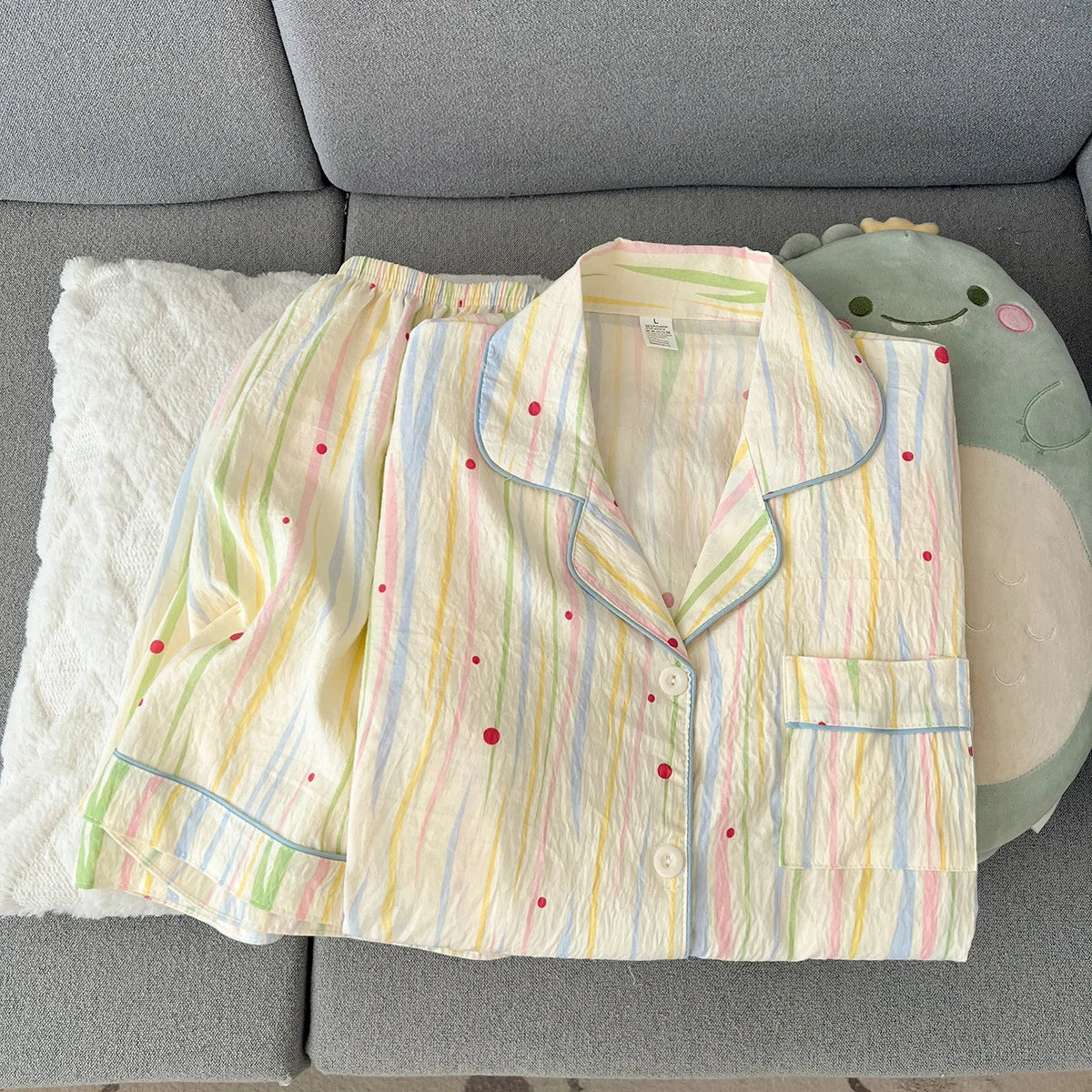 Summer 2026 New Short-Sleeved Shorts Pajamas Women's Cartoon Cute Girl Cardigan Set Ladies Sleepwear Breathable Homewear