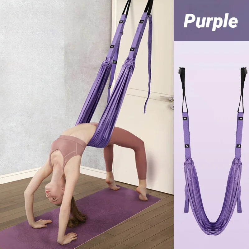 Adjustable Aerial Air Yoga Strap Pull Rope Women Hanging Hammock Stretch Leg Splits Trainer Female Gym Belt Stretching Fitness