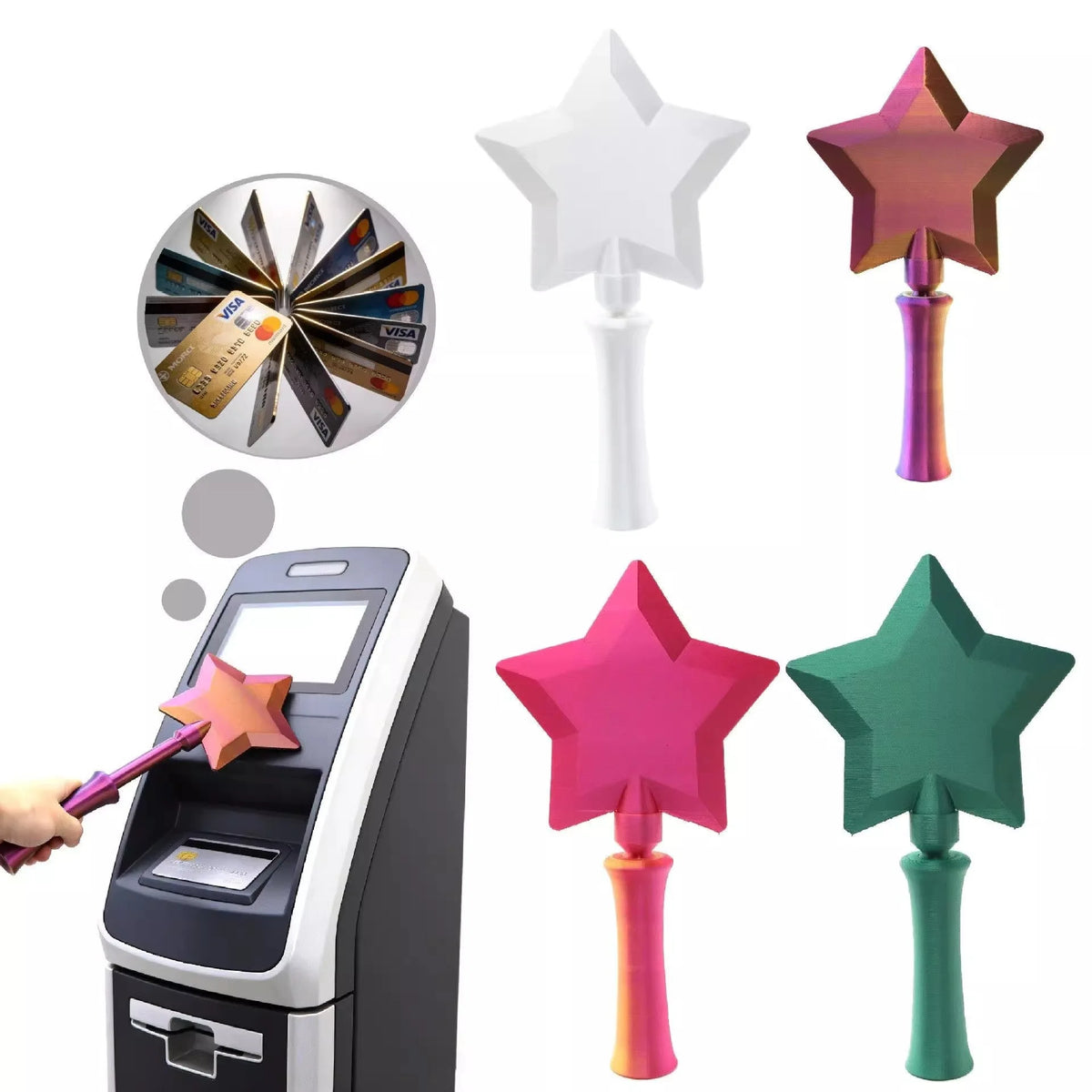 Creative 3D Printed Wand Tap To Pay Stretchable Lightweight Star Magic Wand Holder Cute Portable Contactless Payment Sleeve