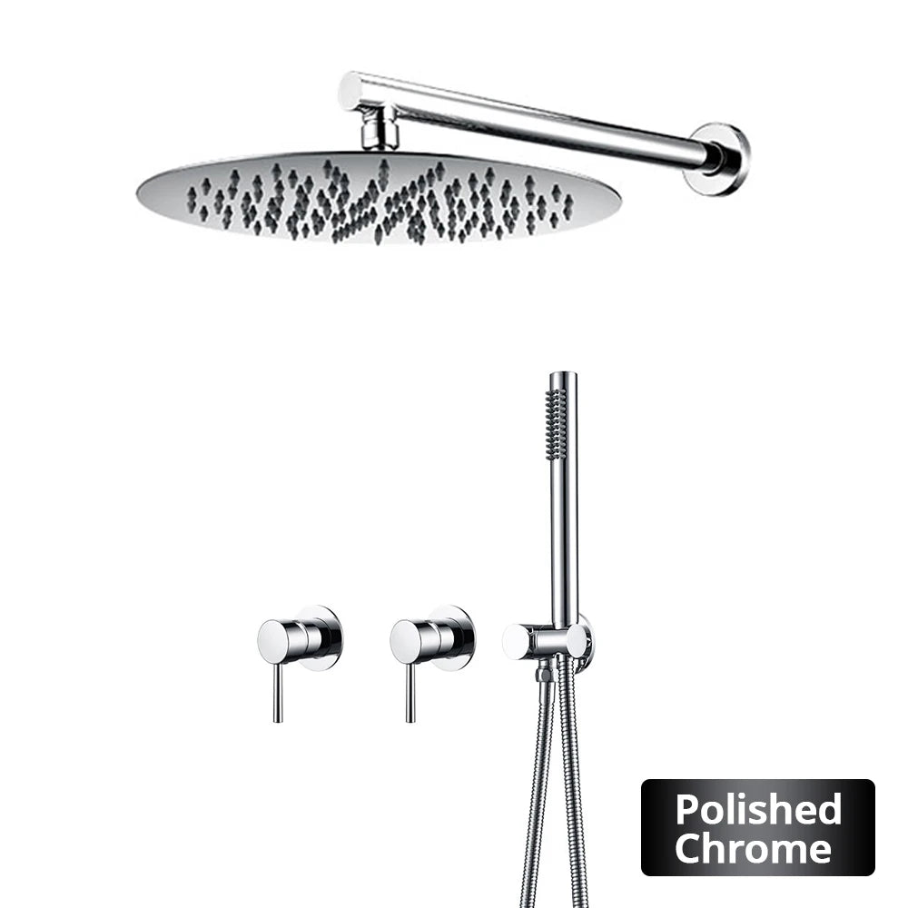 Wall Mounted Bathroom Shower Rainfall Shower Set Rose Gold Mixer Brass Faucet Hot Cold Water Mixer Tap With Head 8/10/12 Inch