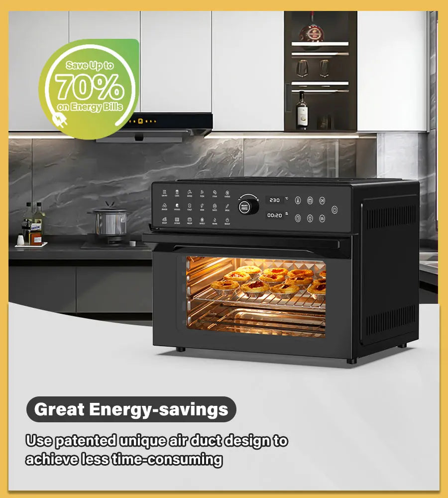 30L Electric Touch Screen Air Fryer Oven Stainless Steel Multifunctional Countertop Convection Dutch Household Chicken Pizza