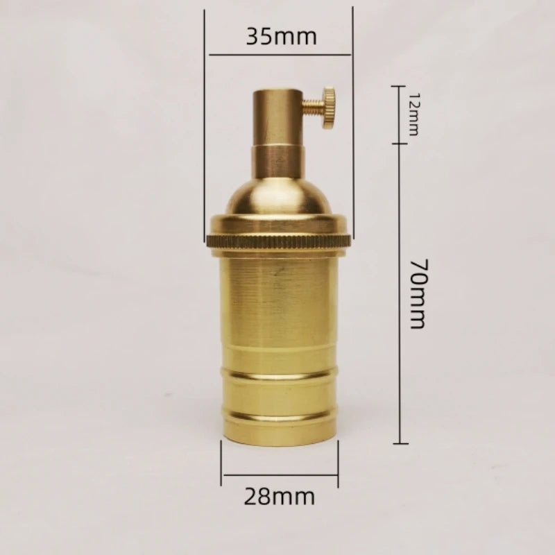 E14 Spiral Brass Light Sockets E12 Retro Ceiling Lamp Base Ceramic All Copper Accessories Lampshade Fixed Threaded Lamp Holder