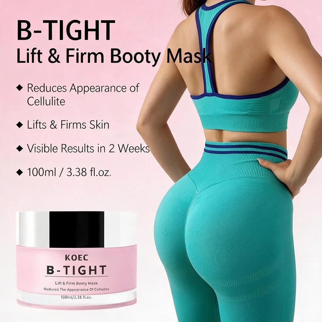 B-TIGHT Lift & Firm Booty Mask, Butt & Thighs Firming Cream with Caffeine & Brazilian Peppertree Extract, Helps Smooth Skin Texture, Body Skincare, Ideal Birthday Beauty Gift for Women