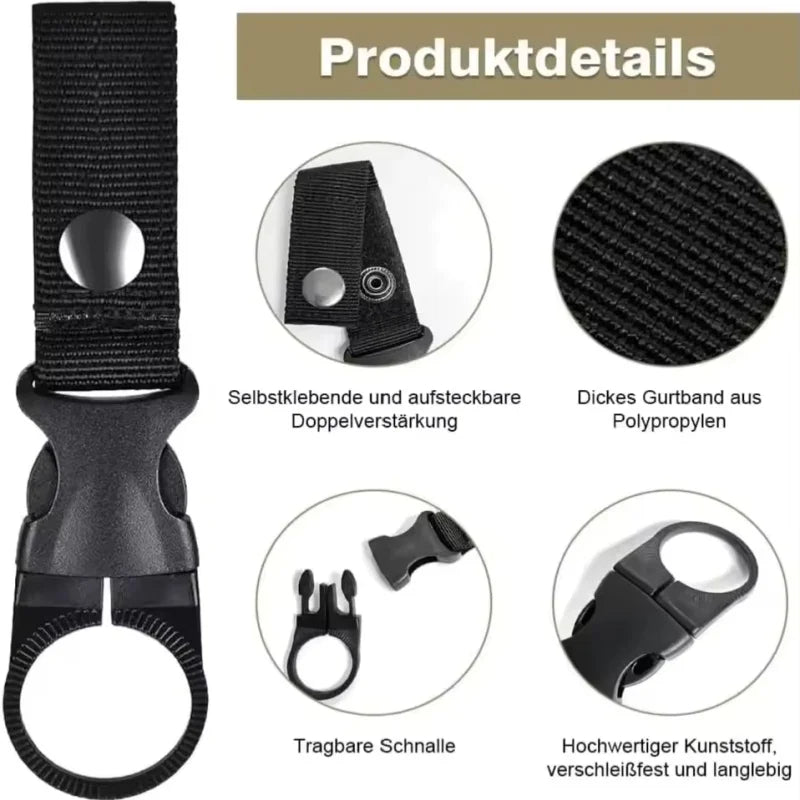 Buckle Hook Water Bottle Holder Clip Climbing Carabiner Belt Backpack Hanger Hooks Water Bottle Nylon Webbing Multifunction Wate