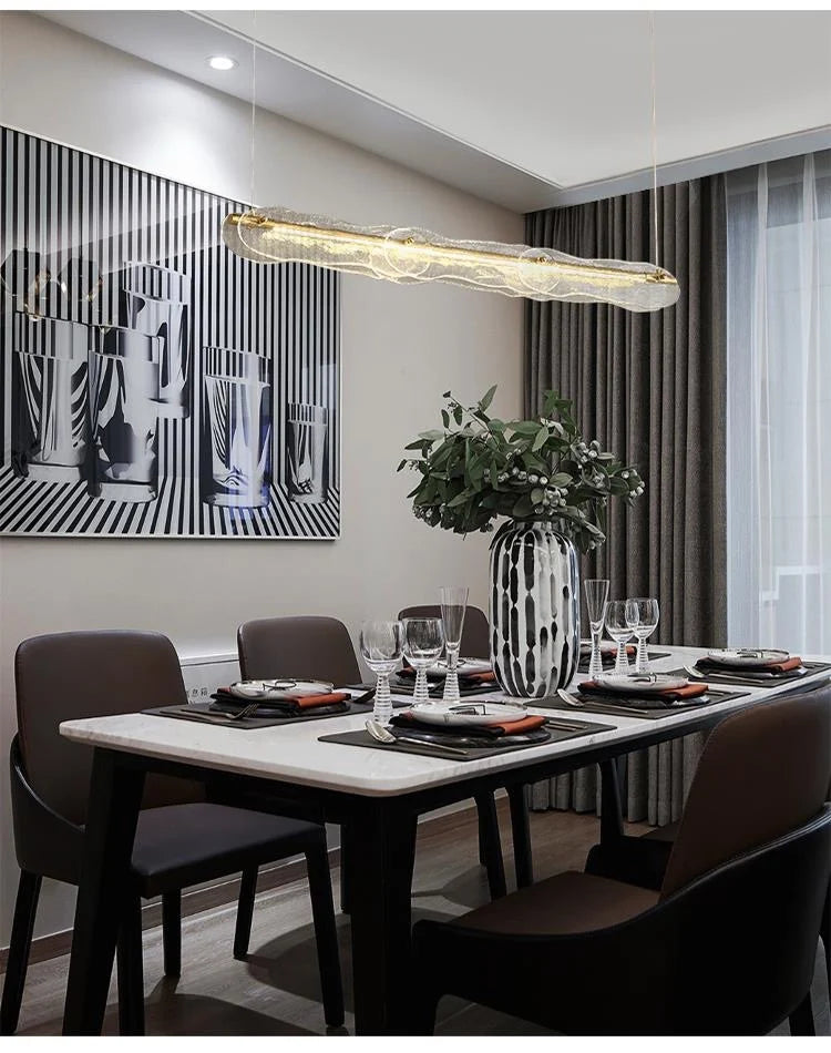 Restaurant modern simple glass crystal bar counter front desk exhibition hall strip decorative lamp