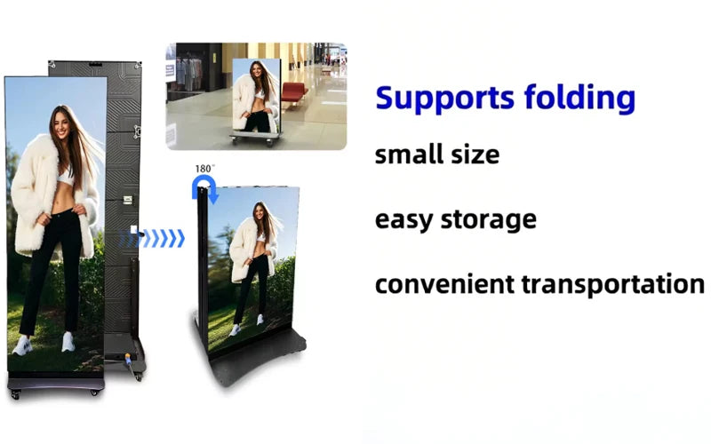 Custom P1.8 P2 P2.5 LED Poster Display Movable Vertical Digital Advertising Poster Screen For Shopping Mall Retail Store