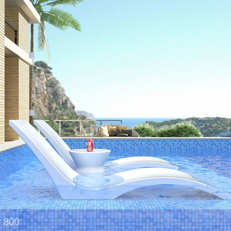 Outdoor Pool Furniture PE Plastic Sun Lounger Chaise Pool Deep Lounger