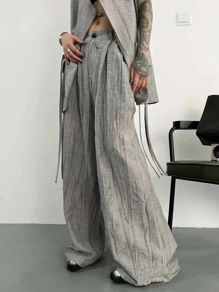 BJTZ Loose Tie-dye Designer Women's Set 2025 Spring Summer New Two Piece Sleeveless Versatile Top Vest Loose Wide Pants Female