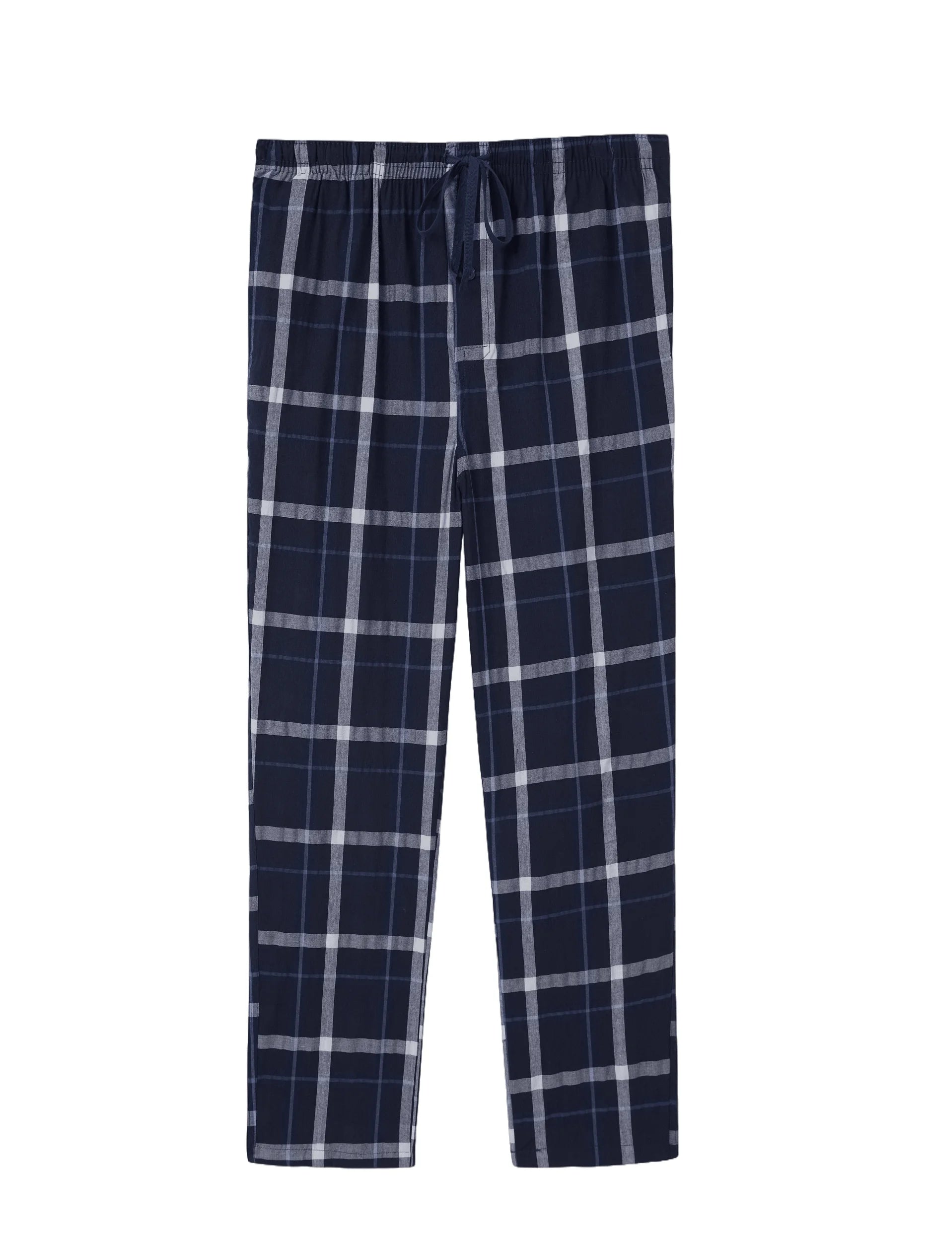 Men's Pajama Pants Autumn New Checked Cotton Thin Soft Comfortable Elastic Waistband with Pockets Home Lounge Pants