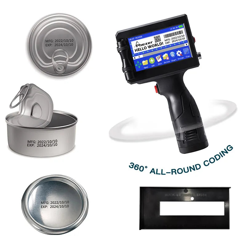Phezer P15 Handheld Inkjet Printer 12.7mm QR Code Barcode Batch Code Date Number Logo Expiry Date Label Printer 28 Languages