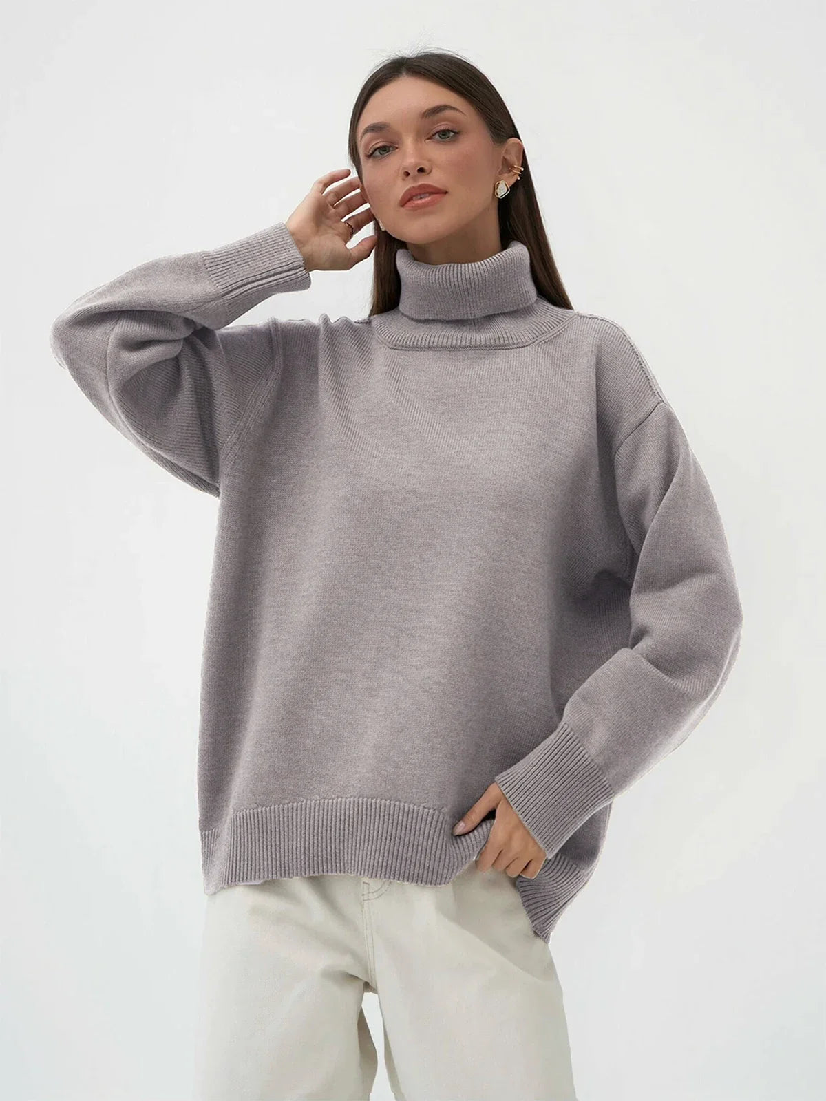 Bornladies Women Turtleneck Sweater CHIC Autumn Winter Thick Warm Pullover Top Oversized Casual Loose Knitted Jumper Female Pull