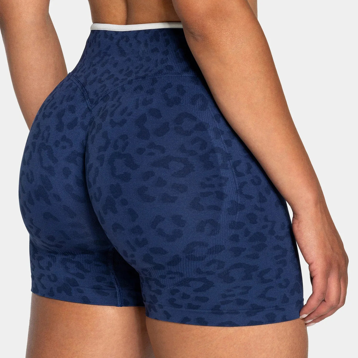 Womens Seamless Leopard Print High Waist Push Up Gym Fitness Running Workout Yoga Shorts Cycling Sports Short Tights Leggings