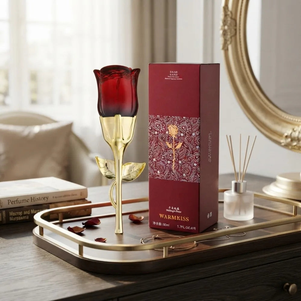 50ml Women EDP Perfume Midnight Rose Long Last Elegant Floral Fragrance Creative Red Rose Shaped Bottle Lady Romantic Gift