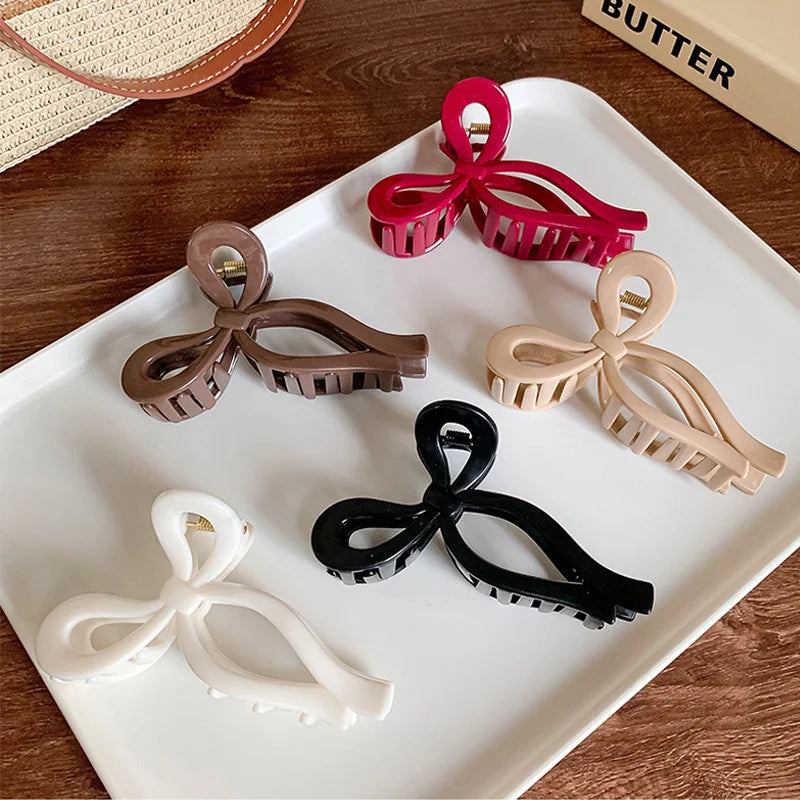 Soft Silicone Bow Hair Clip for Woman Simplicity Elegant Shark Clip Fashion Girl Ponytail Clip Hair Clamp