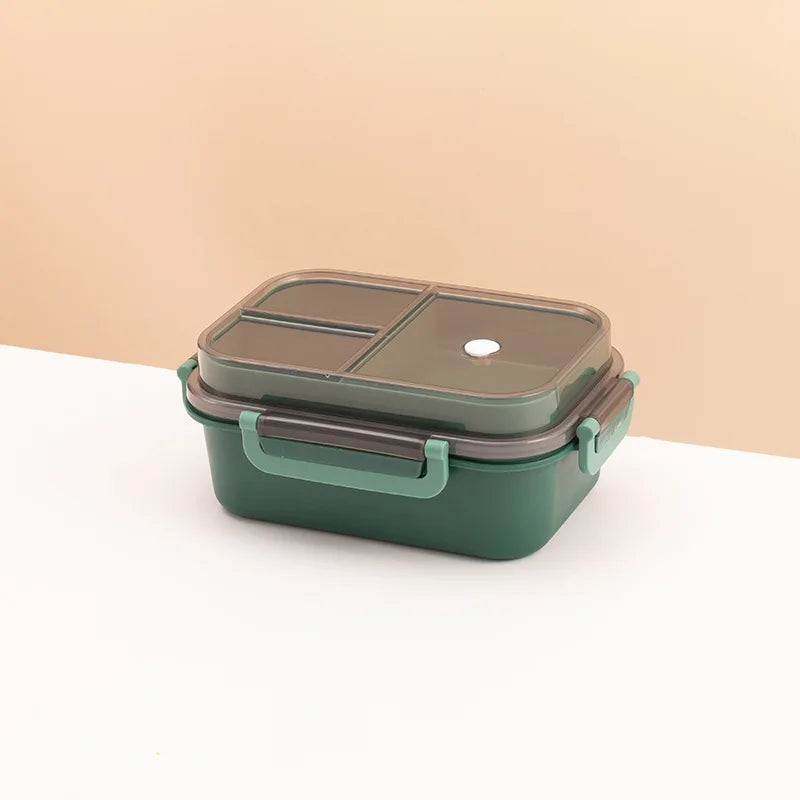 Portable Double Layer Lunch Box, Sealed Compartment Microwave Bento Box, Leakproof Food Container with Tableware