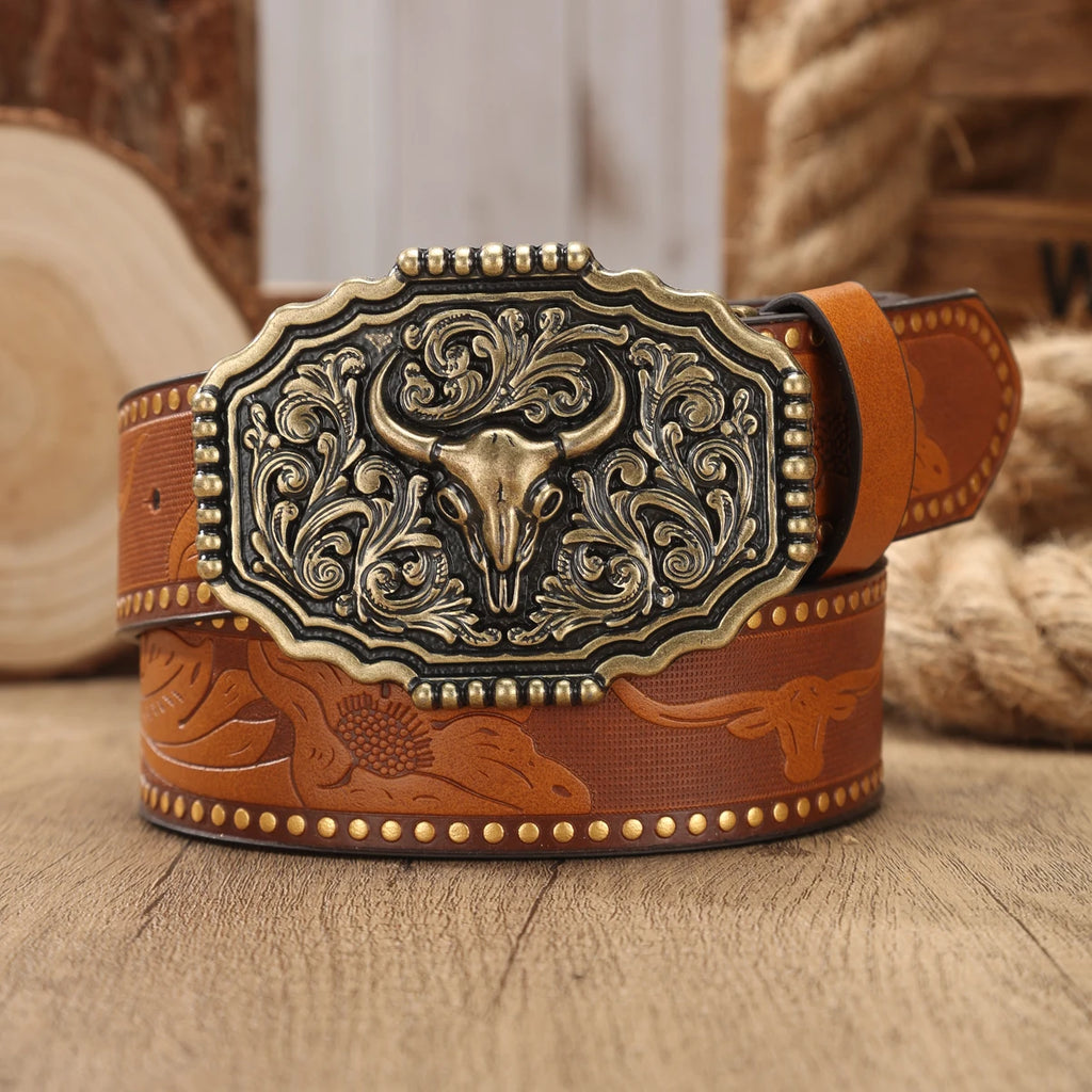 A Western-style Denim Belt in Retro Style - Made of PU Material - Suitable for Both Men and Women - Pairs Well with Jeans