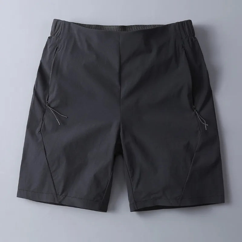 Men Ice Silk Stretch Casual Shorts New Thin Slim Sports Five Inch Pants Quick Dry Breathable Mid Shorts