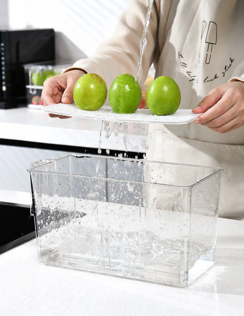 Kitchen Food Preservation Box Refrigerator Organizer With Handle Stackable Vegetable Fruit Storage Containers Home Organization