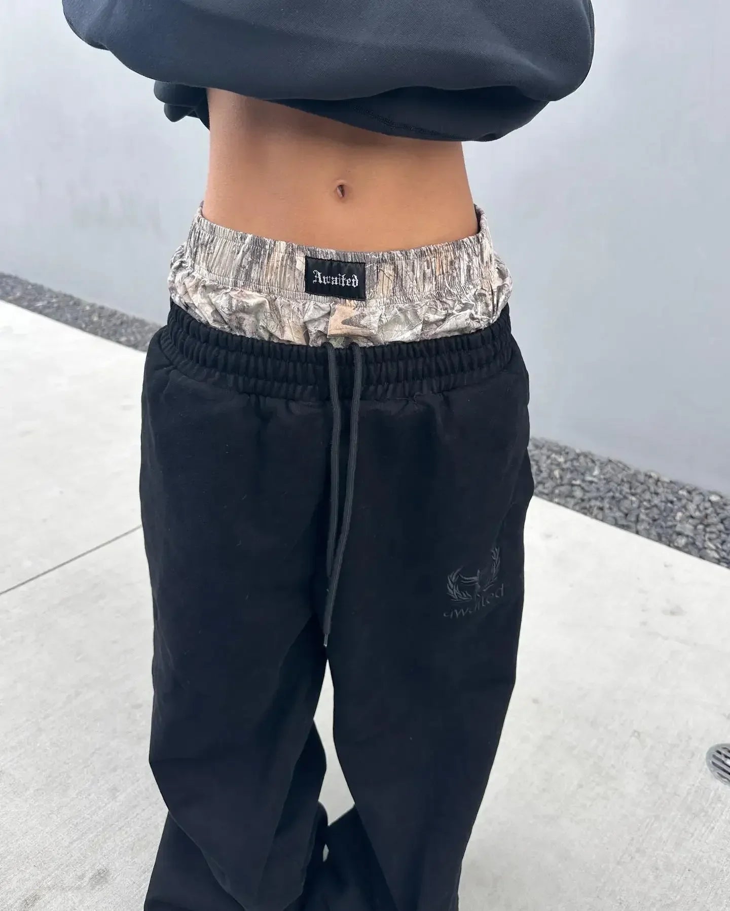 Y2K Retro Pants Harajuku Double Embroidered Waist Sweatpants Hip Hop Goth Clothes Fashion Wide Leg Baggy Pants Streetwear Unisex