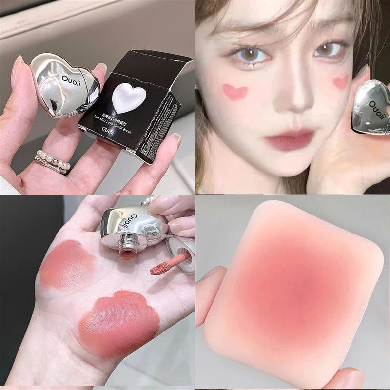 Lavender Matte Liquid Blush Velvet Heart Strawberry Peach Face Pigment Lasting Beauty Natural Cheek Tint Cream Blush Makeup