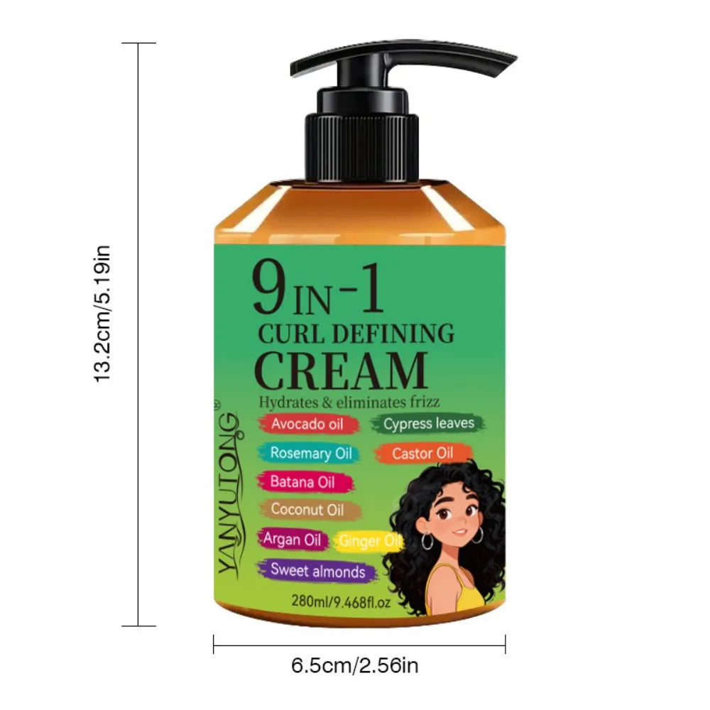 280ml Curly Hair Styling Cream, Moisturizing and Smoothing Formula, Enhances the Elasticity and Shine of Curly Hair, Easy to Set