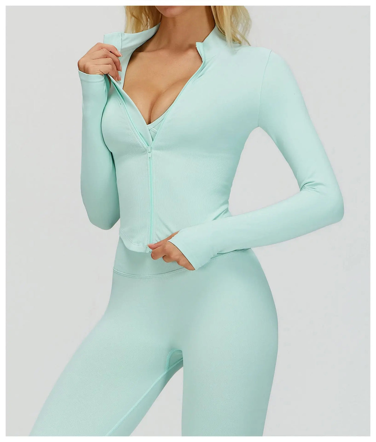 Zipper Yoga Shirts For Women Long Sleeve Seamless Fitness Running Gym Jacket Workout Dry Fit Breathable High Elastic Sports Top