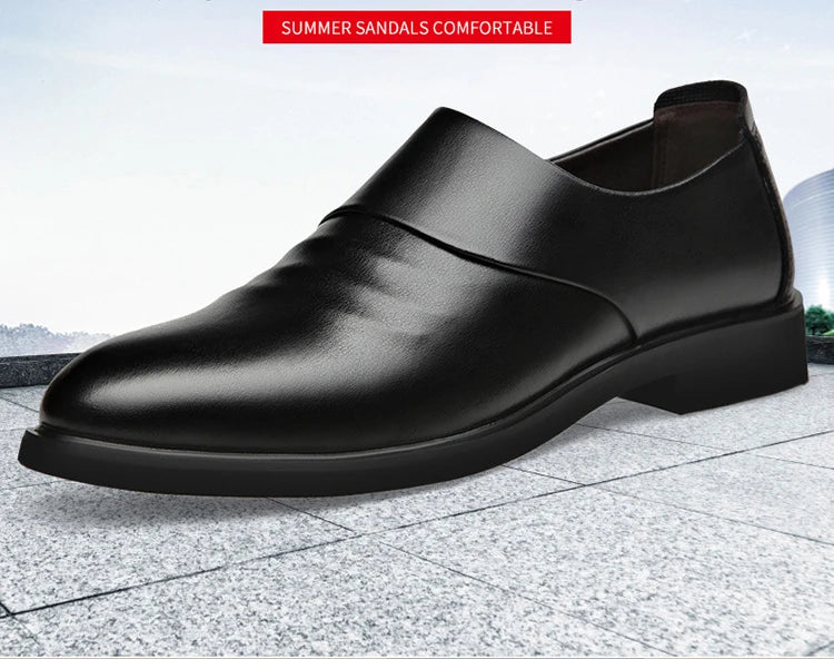 Spring Autumn Cow Leather Shoes for Men Fashion Casual Increase New Designer Men's Dress Shoes Black Platform Shoes Male