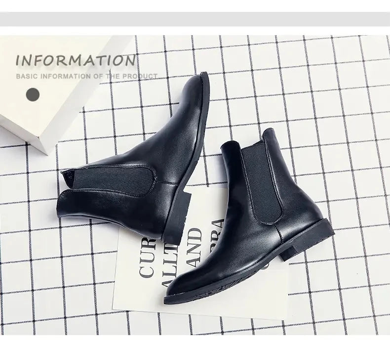 Men Fashion Chelsea Boots Black One Step Business Brand Formal Boots Waterproof Anti slip Wear resistant Size 38-48 Men Boots