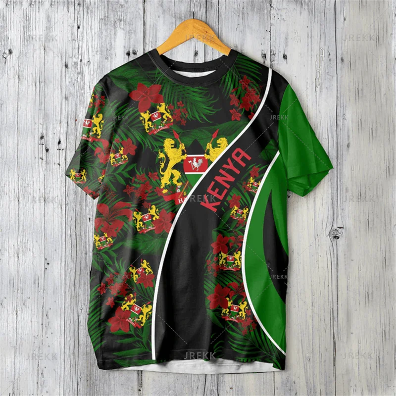 3D Printed Kenya National IndependenceDay T Shirt The Republic-of Kenya Emblem Falg Graphic Short Sleeves Vintage Tee Shirts Top